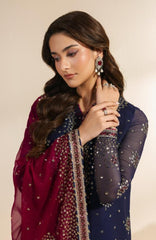 Meraki by Zarif Unstitched Chiffon Embroidered  3 Piece Suit - ZRFMRK10-SABLE  - Festive Collection