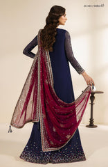 Meraki by Zarif Unstitched Chiffon Embroidered  3 Piece Suit - ZRFMRK10-SABLE  - Festive Collection