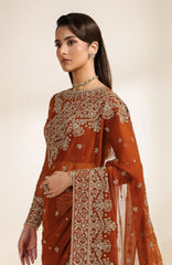 Meraki by Zarif Unstitched Chiffon Embroidered  3 Piece Suit - ZRFMRK07-SAWAN  - Festive Collection