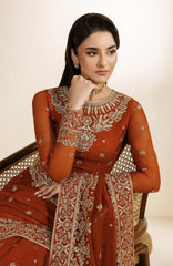 Meraki by Zarif Unstitched Chiffon Embroidered  3 Piece Suit - ZRFMRK07-SAWAN  - Festive Collection