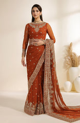 Meraki by Zarif Unstitched Chiffon Embroidered  3 Piece Suit - ZRFMRK07-SAWAN  - Festive Collection