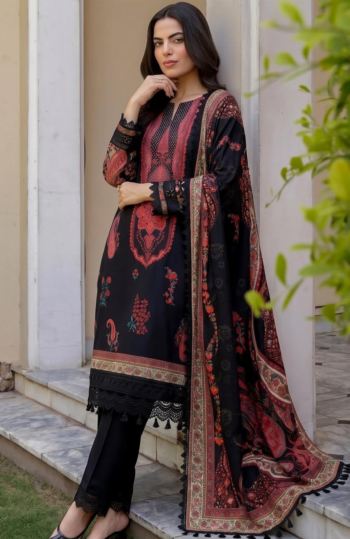 Printed LinenVol-1 By Mausummery Unstitched Linen 3 Piece - MUSV1LN-01 - Alstroemeria - Winter Collection