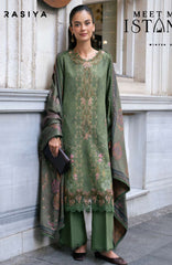 Meet Me in Istanbul By Rangrasiya Unstitched Embroidered Khaddar 3 Piece Suit - RRMIKHDW-AMBER- Winter Collection