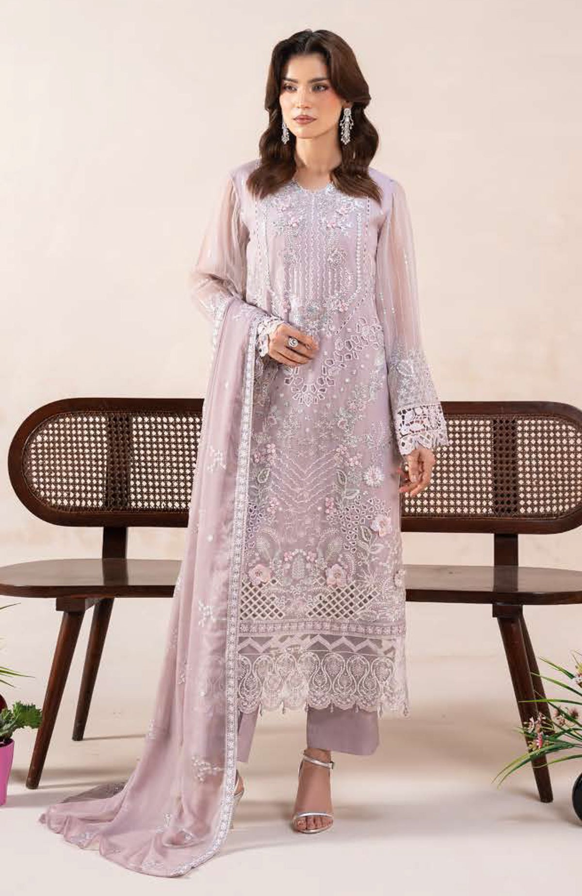 Anaya Noor by Zebtan Unstitched Chiffon Embroidered 3 Piece Suit  ZBNARA-01- Festive Collection