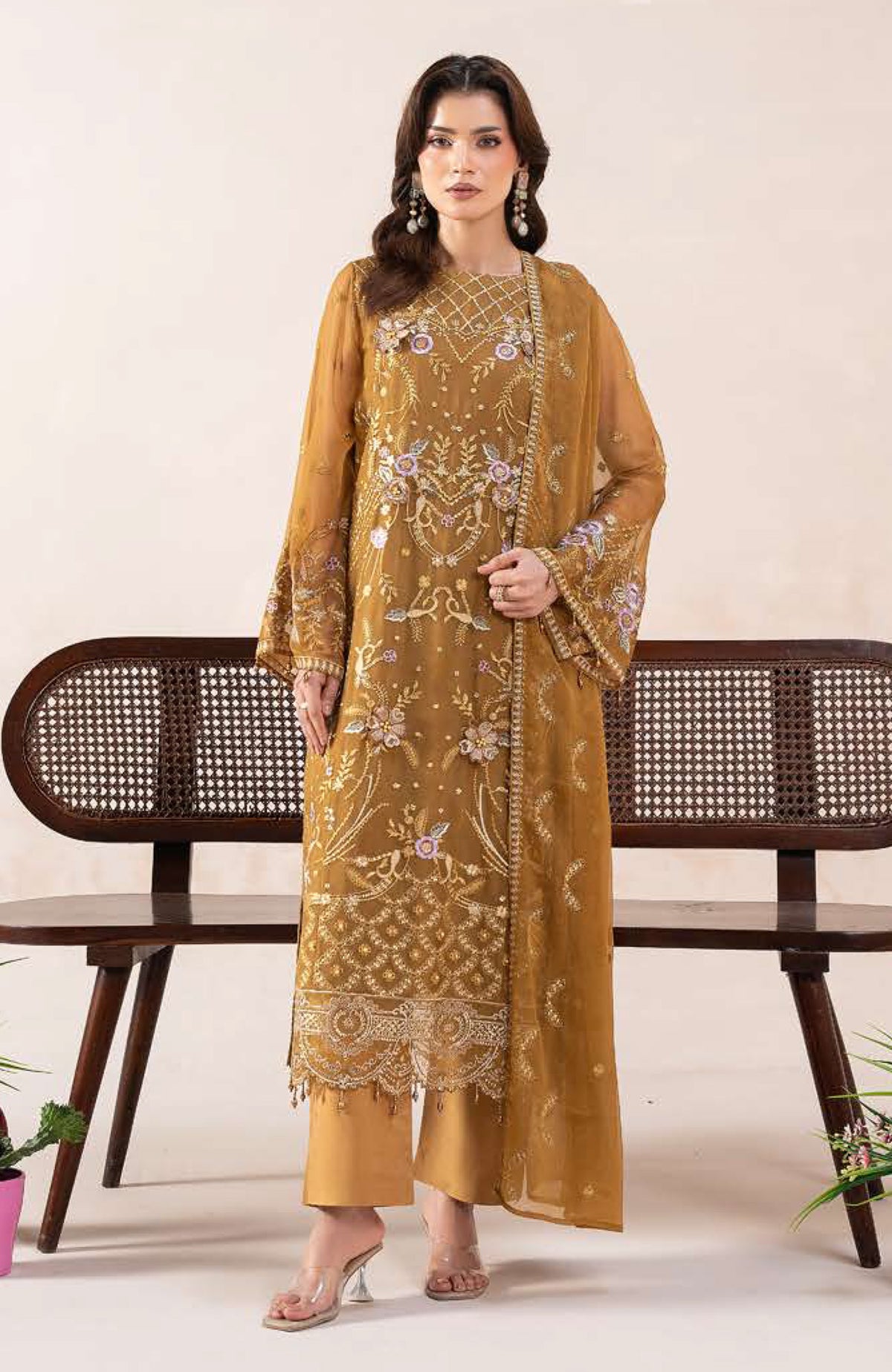 Anaya Noor by Zebtan Unstitched Chiffon Embroidered 3 Piece Suit  ZBNARA-02- Festive Collection