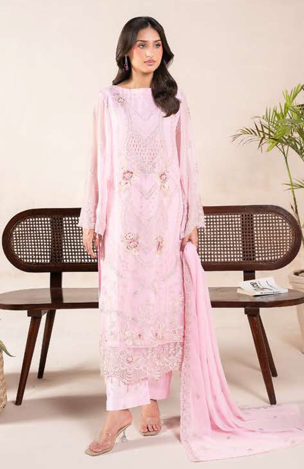 Anaya Noor by Zebtan Unstitched Chiffon Embroidered 3 Piece Suit  ZBNARA-08- Festive Collection