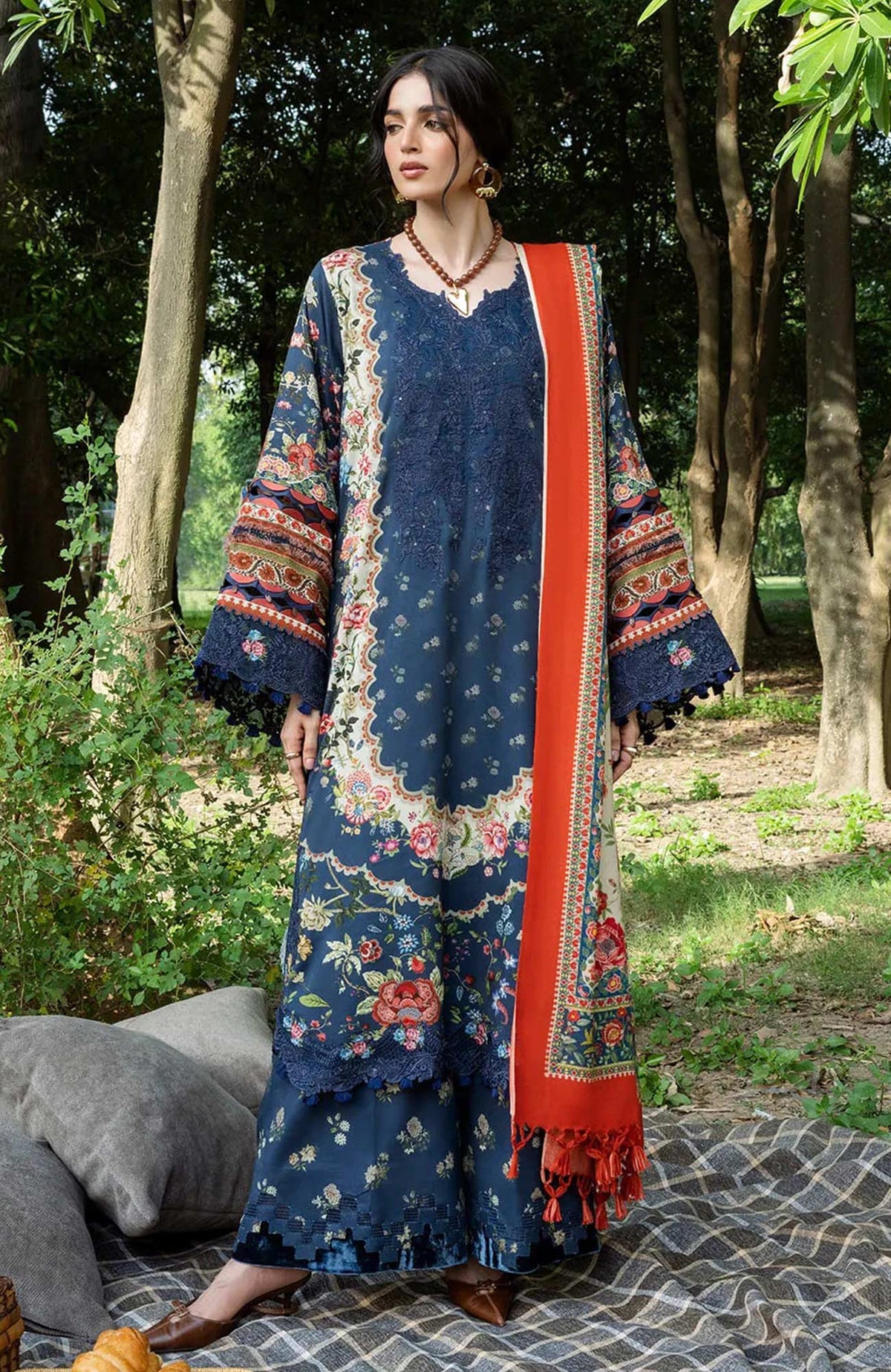 Wilderness by Elaf Unstitched Embroidered Pashmina Shawl  3 Piece Suit ELFWLDW- 6B- ASTRA- Winter Collection