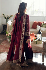 LUXE By Azure Embroidered Khadi Net 3 Piece Unstitched Suit-AZRLUXKHN25L-Berry Dusk- Summer Collection
