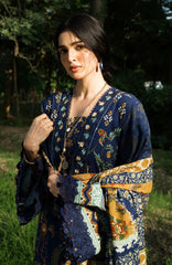 Wilderness by Elaf Unstitched Embroidered Pashmina Shawl  3 Piece Suit ELFWLDW- 3A- BLUES- Winter Collection