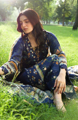 Wilderness by Elaf Unstitched Embroidered Pashmina Shawl  3 Piece Suit ELFWLDW- 3A- BLUES- Winter Collection