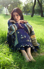 Wilderness by Elaf Unstitched Embroidered Pashmina Shawl  3 Piece Suit ELFWLDW- 3A- BLUES- Winter Collection