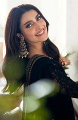 Luxè By Azure Embroidered Chiffon 3 Piece Unstitched Suit-AZRLUX25L-CAVIAR NOIR- Summer Collection