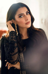 Luxè By Azure Embroidered Chiffon 3 Piece Unstitched Suit-AZRLUX25L-CAVIAR NOIR- Summer Collection
