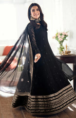Luxè By Azure Embroidered Chiffon 3 Piece Unstitched Suit-AZRLUX25L-CAVIAR NOIR- Summer Collection