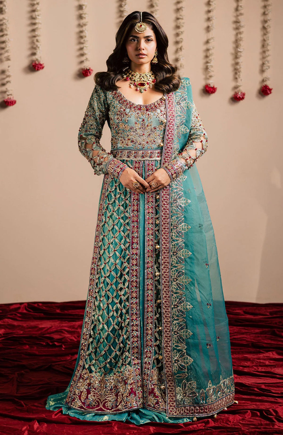 Jhil Mill By Maria Osama Khan Unstitched Hand Embroidered 3 Piece - MOKJM25F-Chamkeli- Wedding Collection