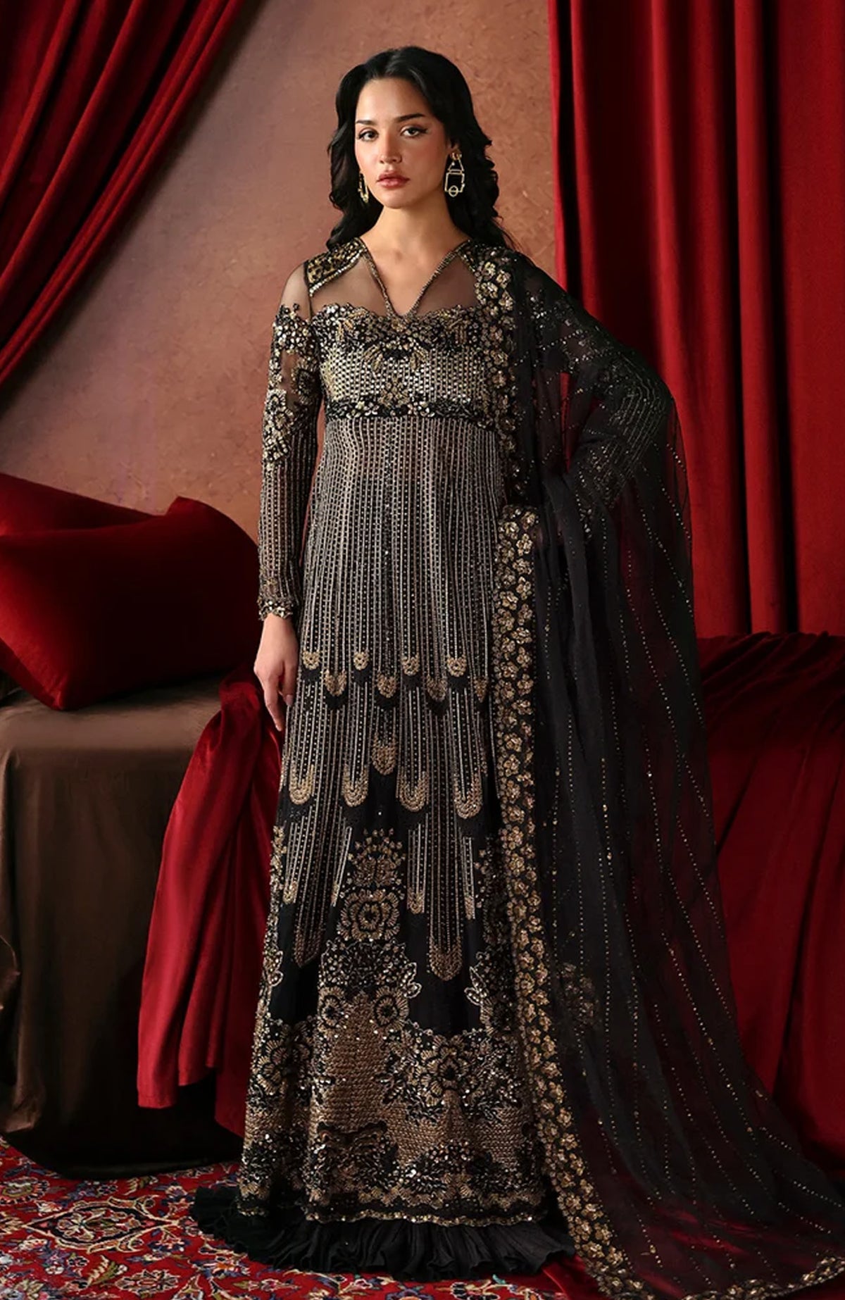 La Fuschia By Afrozeh Unstitched Embroidred Organza 3 Piece Suit  - AFRLAF - Chariot - Formal Collection