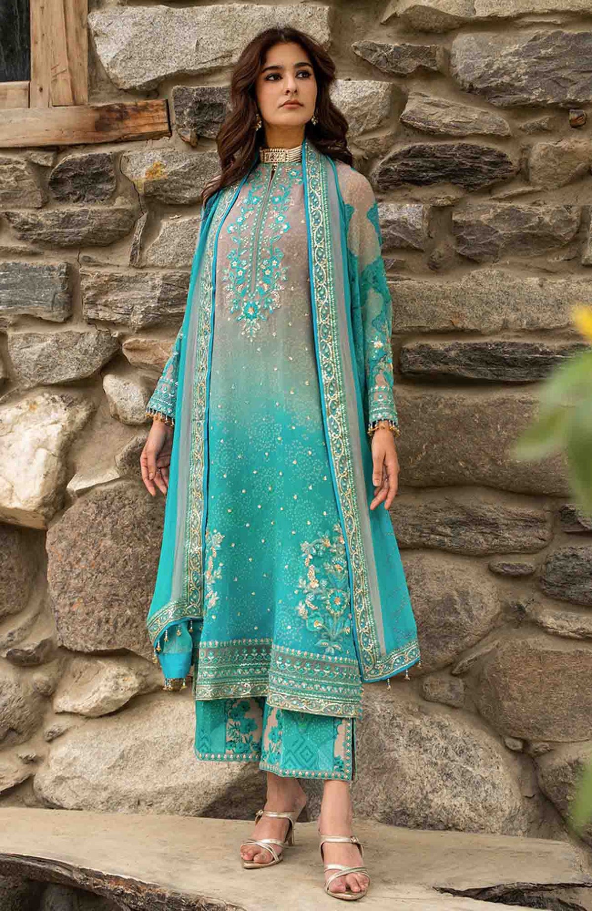 Vasal Vol II  by Charizma Unstitched Embroidered Chiffon 4 Piece Suit- CHZVSL-17 - Festive Collection
