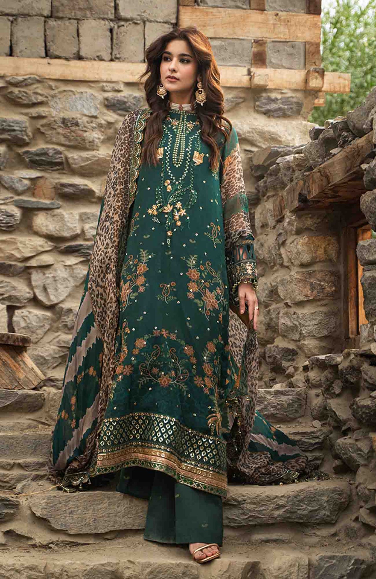 Vasal Vol II  by Charizma Unstitched Embroidered Chiffon 4 Piece Suit- CHZVSL-18 - Festive Collection