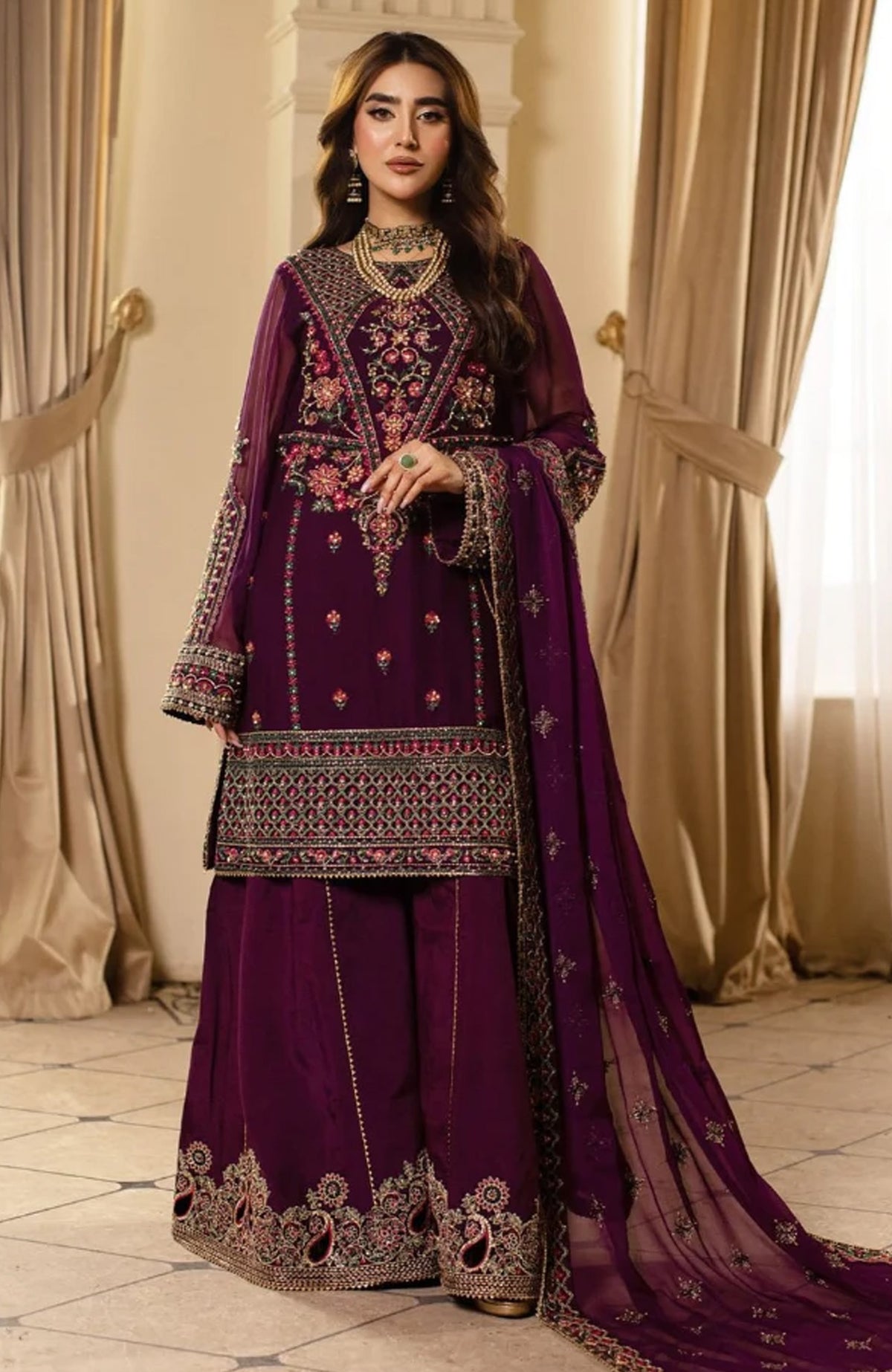 Raj Kumari By Sidra Aleem Unstitched Embroidered Suit 3 Piece -SDARK25F2- Festive Collection