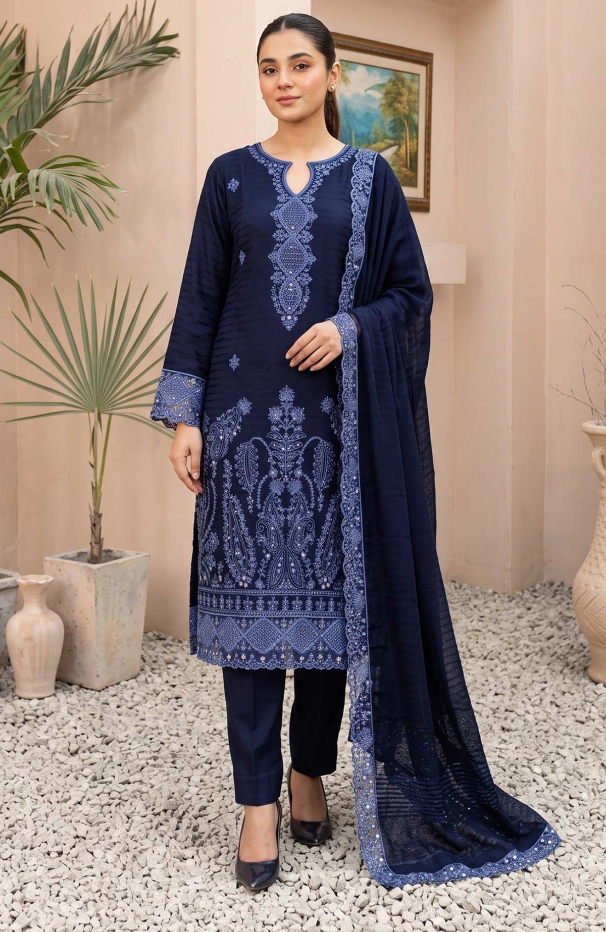 Meena  By Tawakkal Unstitched Embroidered Dhanak 3 Piece Suit - TWLMNA-02- Winter Collection