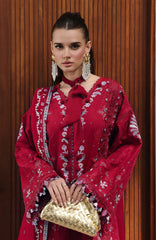 Chikankari By Qalamkar Unstitched Lawn Embroidered 3 Piece Suit - QLMCKL-03- Ruby- Summer Collection