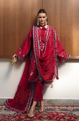 Chikankari By Qalamkar Unstitched Lawn Embroidered 3 Piece Suit - QLMCKL-03- Ruby- Summer Collection