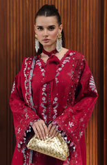 Chikankari By Qalamkar Unstitched Lawn Embroidered 3 Piece Suit - QLMCKL-03- Ruby- Summer Collection
