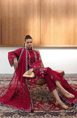 Chikankari By Qalamkar Unstitched Lawn Embroidered 3 Piece Suit - QLMCKL-03- Ruby- Summer Collection