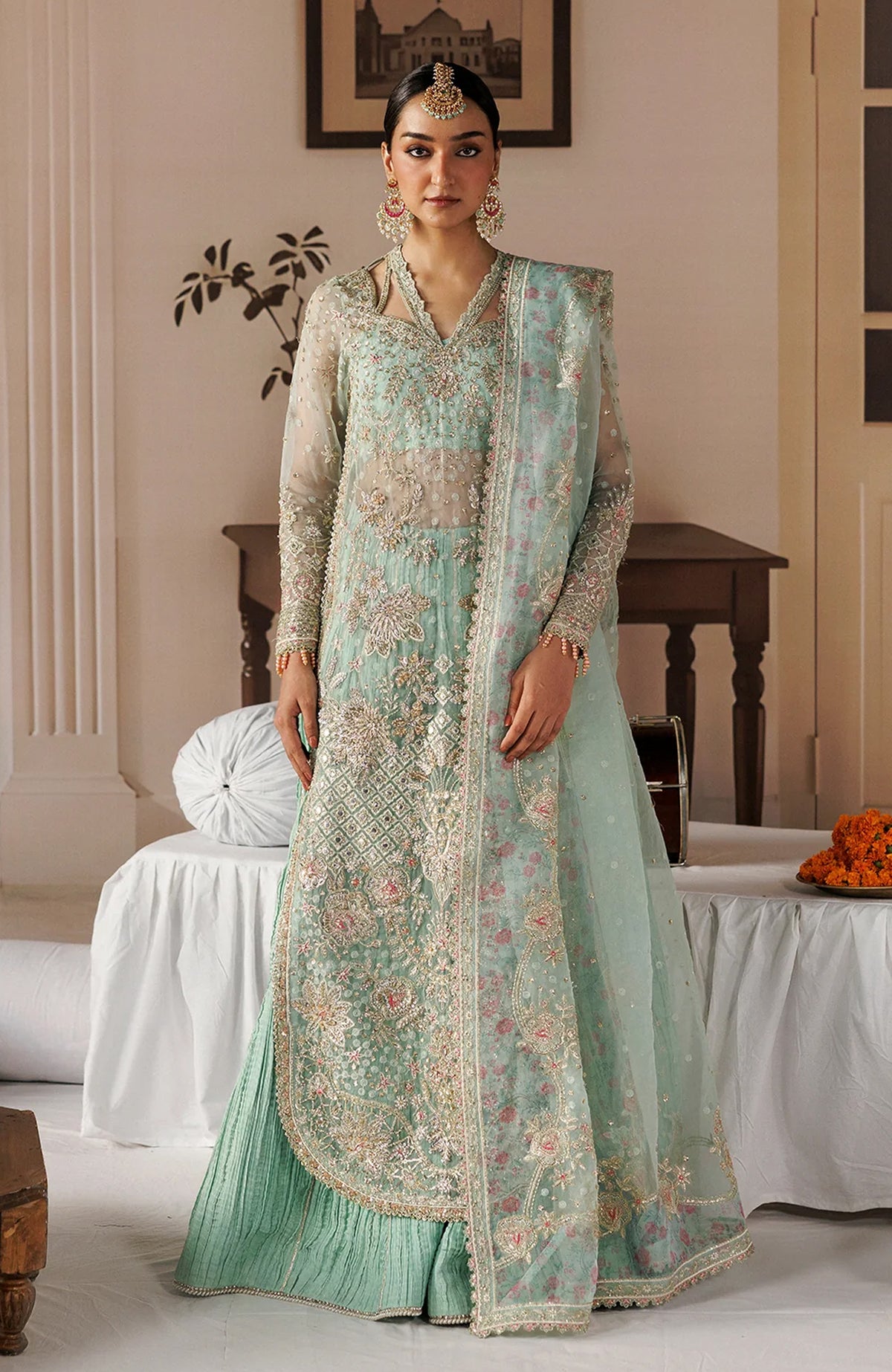Shehnai by Afrozeh Unstitched Hand work Organza 3 Piece Suit- AFRSHNF -06-DASTOOR - Wedding Collection