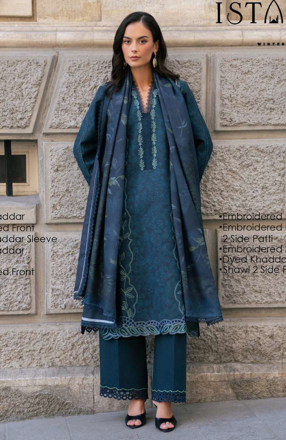 Meet Me in Istanbul By Rangrasiya Unstitched Embroidered Khaddar 3 Piece Suit - RRMIKHDW-DUSK- Winter Collection