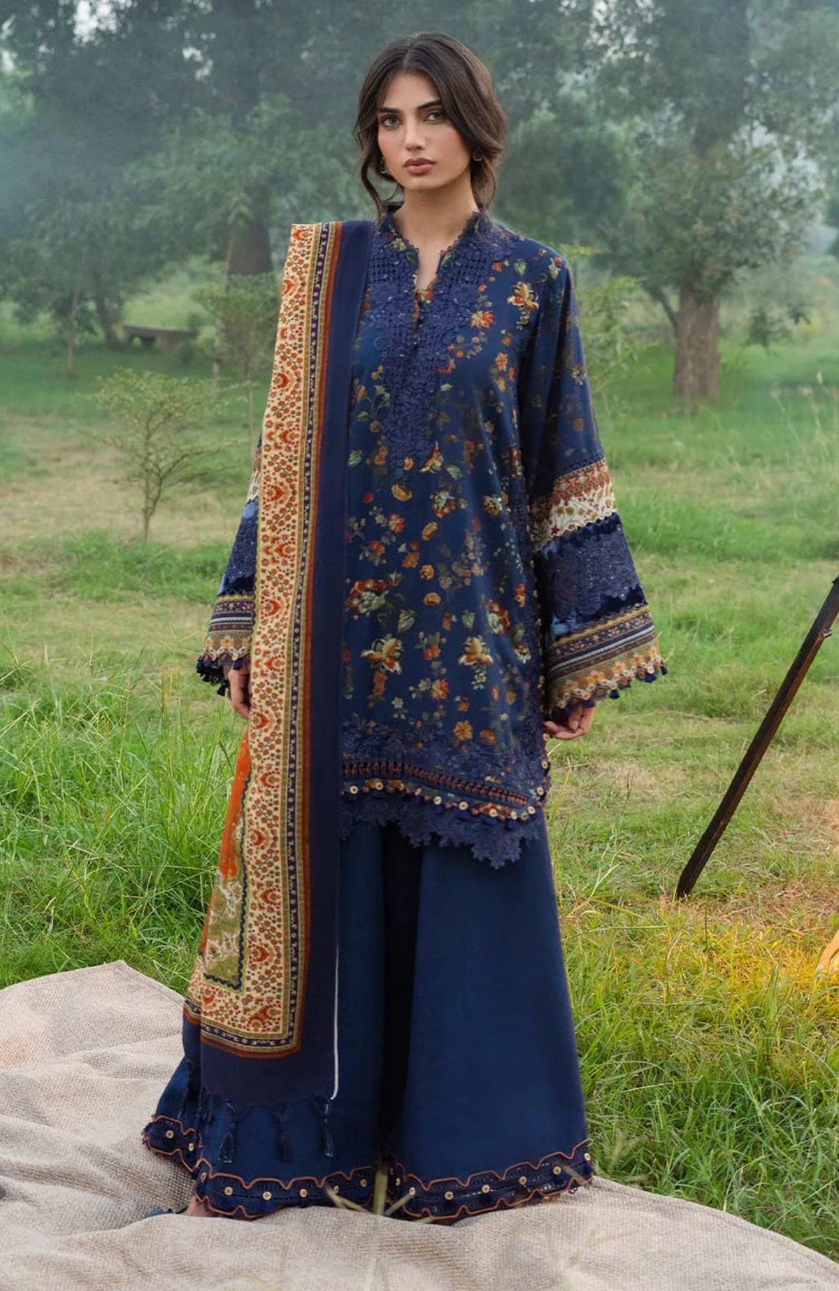 Wilderness by Elaf Unstitched Embroidered Pashmina Shawl  3 Piece Suit ELFWLDW- 8B- ELSEWHERE- Winter Collection