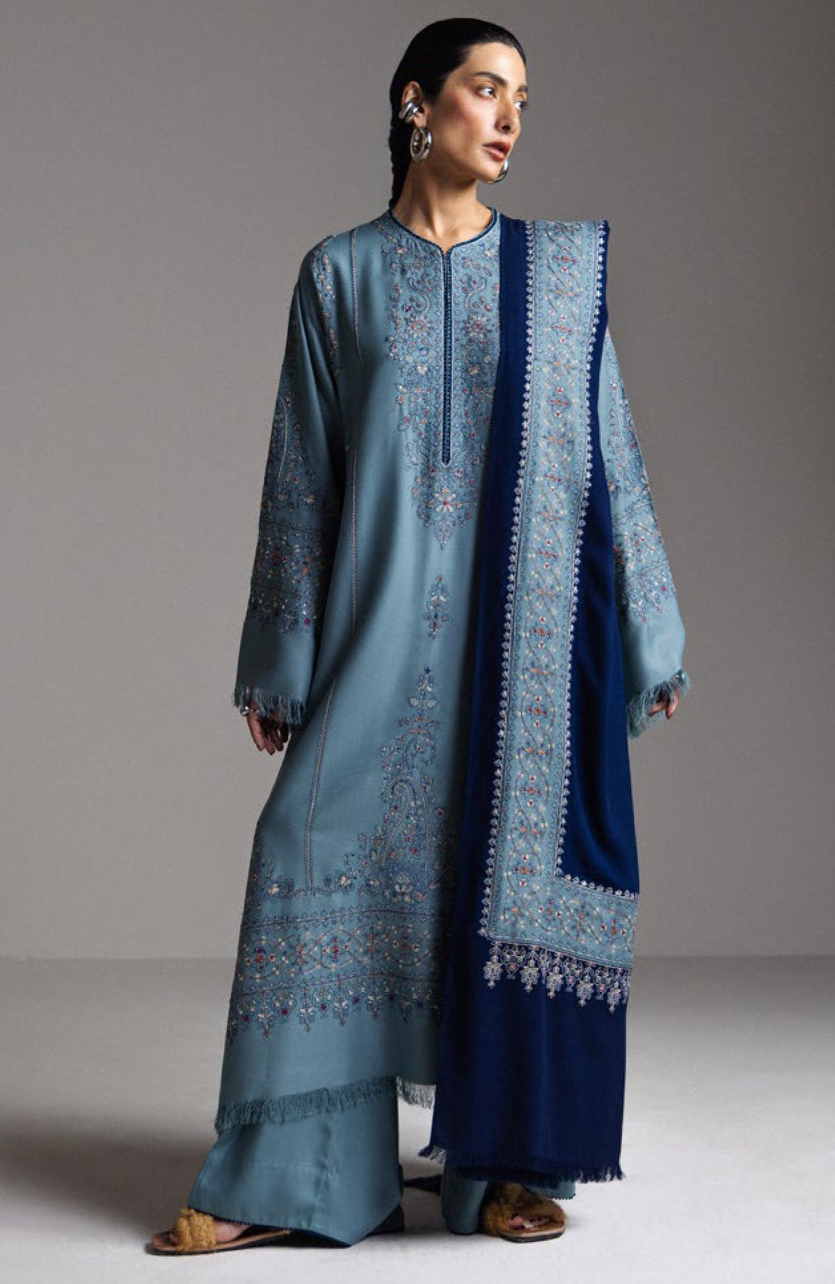 Saraab by Zara Shahjahan Unstitched Embroidered Marina 3 Piece Suit ZSJSRBW- FIROZA - Winter Collection