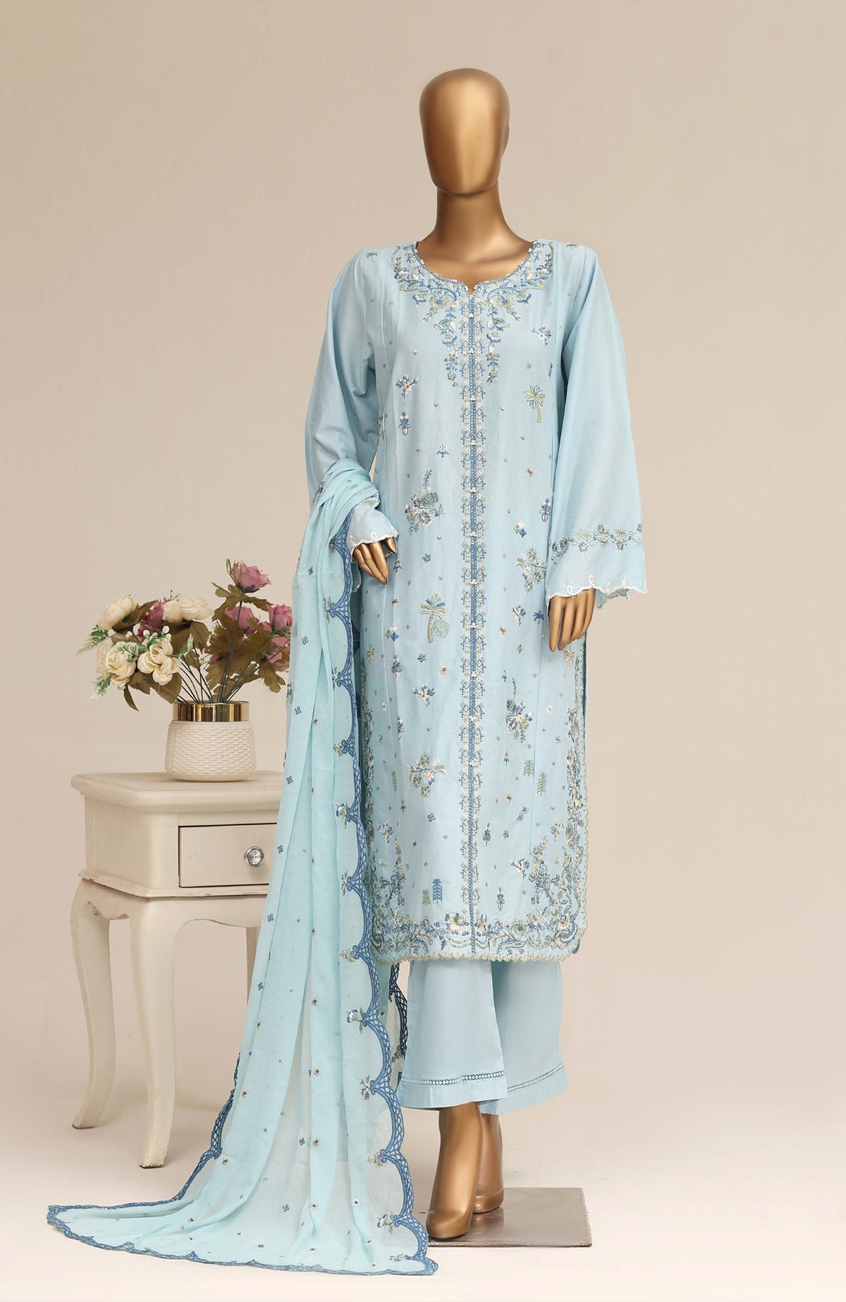 Luxury Embroidered by Sadabhar Stitched Embroidered 3 Piece Suit - SDBSBLEL-04- Festive Collection