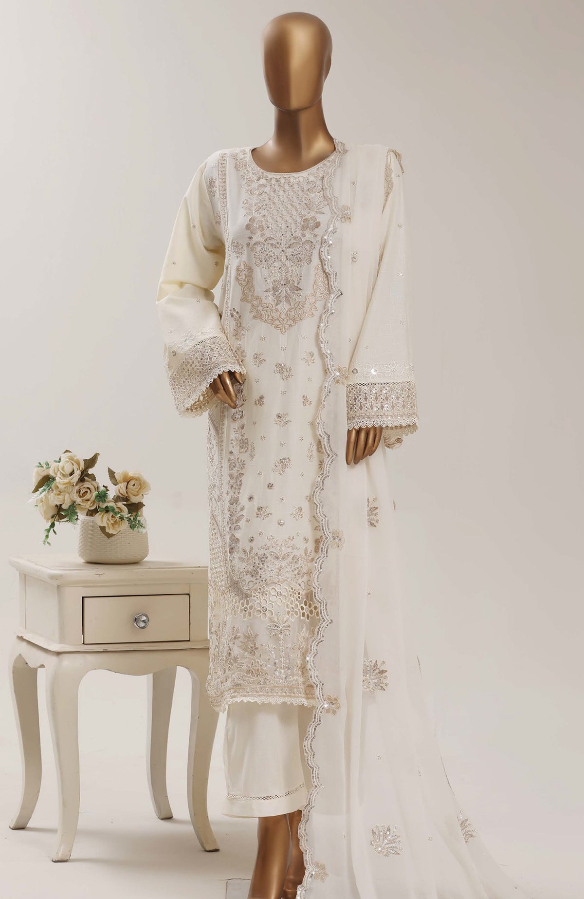 Luxury Embroidered by Sadabhar Stitched Embroidered 3 Piece Suit - SDBSBLEL-07- Festive Collection
