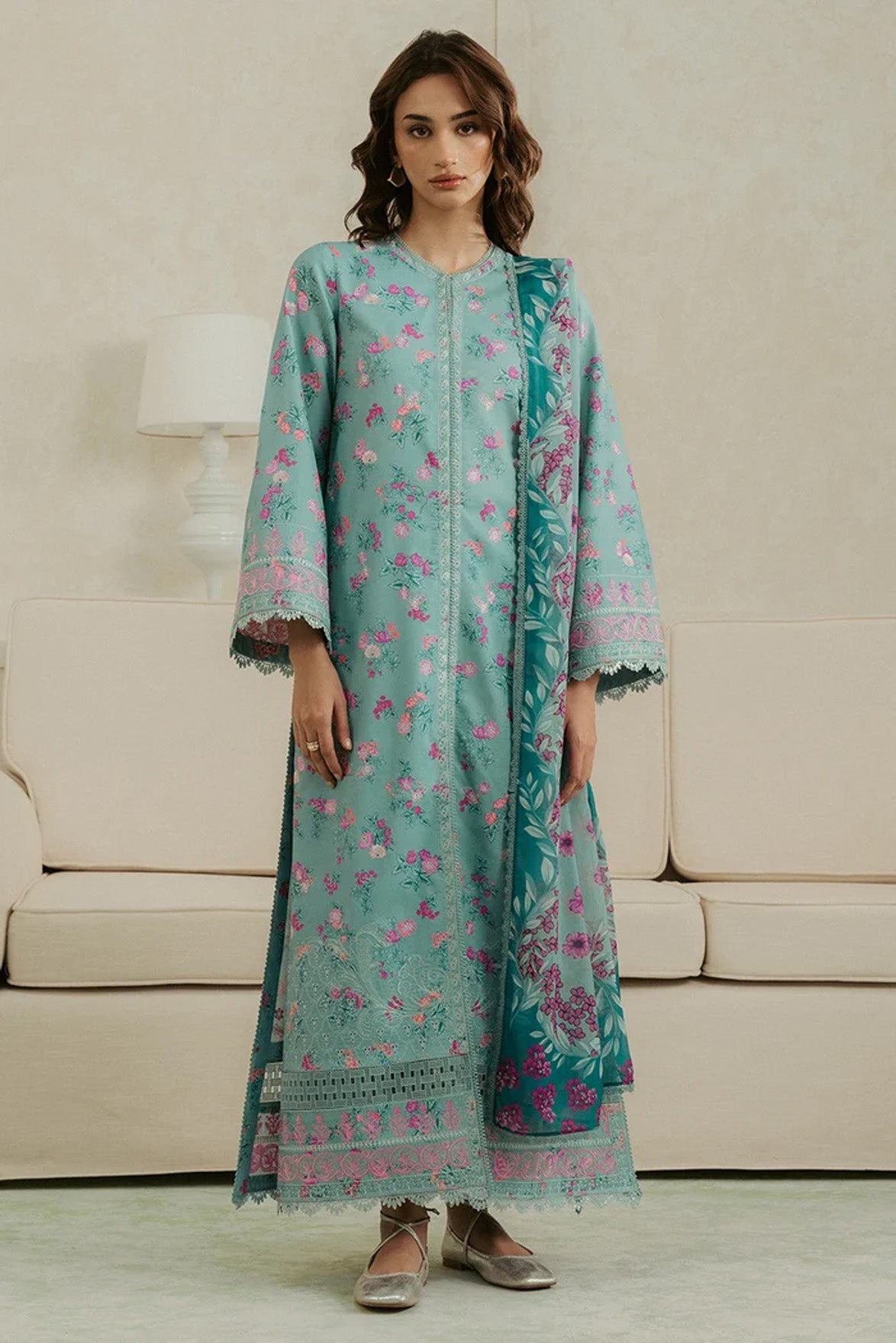 Amore By Ayzel Unstitched Lawn Embroidered 3 Piece - AZAMR25L07 - Gleam- Summer Collection