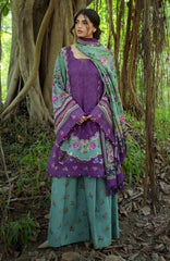Wilderness by Elaf Unstitched Embroidered Pashmina Shawl  3 Piece Suit ELFWLDW- 6A- HEATHER- Winter Collection