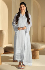 Luxè By Azure Embroidered Chiffon 3 Piece Unstitched Suit-AZRLUX25L-ICE SERENITY- Summer Collection