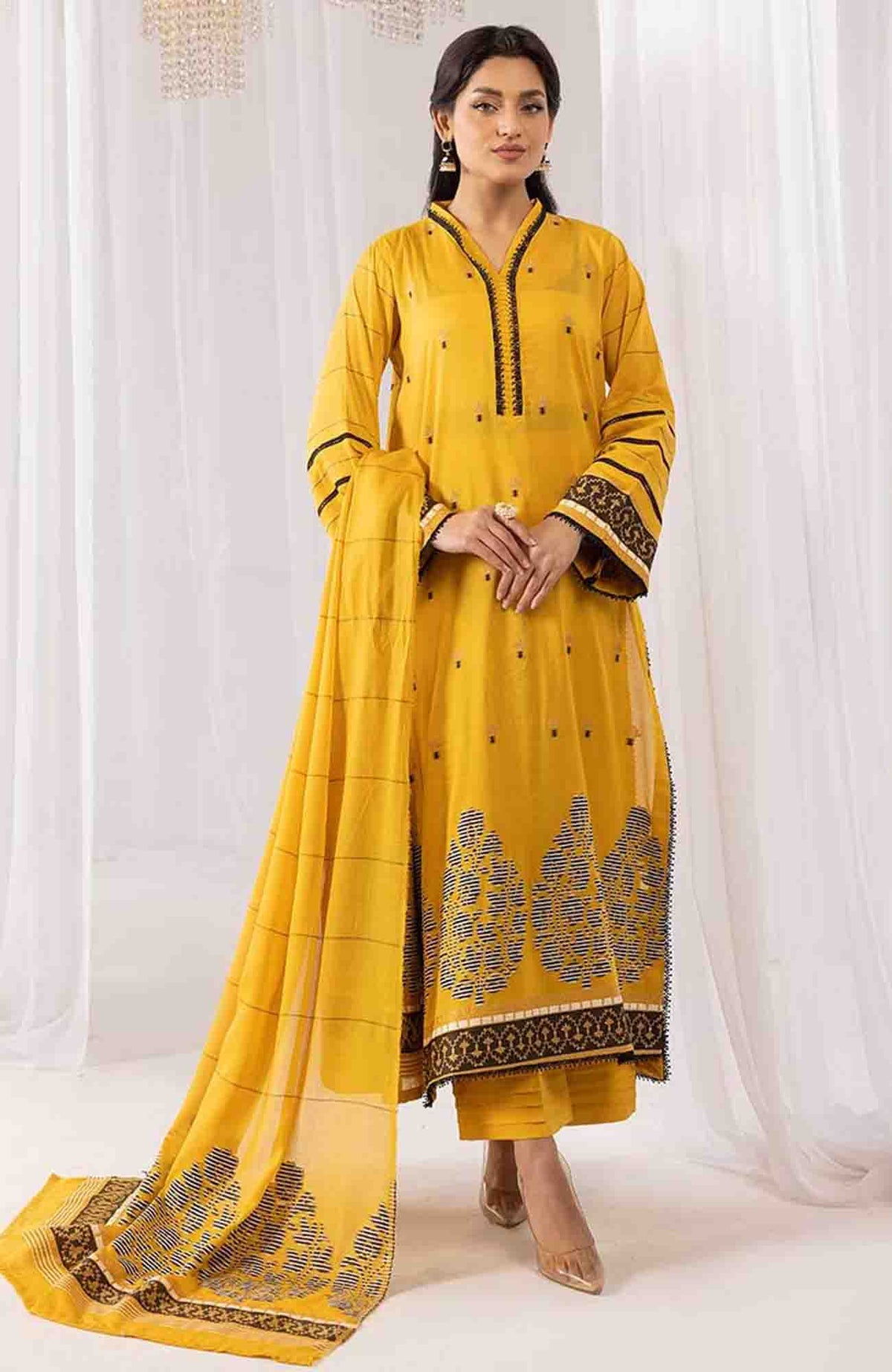 Dastak By Aalaya Unstitched Lawn Embroidered 3 Piece Suits-ALDST25L-08 -Summer Collection Vol 01