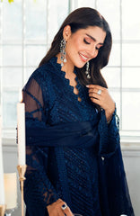 Luxè By Azure Embroidered Chiffon 3 Piece Unstitched Suit-AZRLUX25L-IMPERIAL MIDNIGHT- Summer Collection