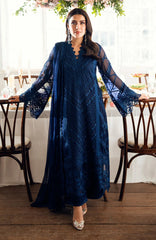 Luxè By Azure Embroidered Chiffon 3 Piece Unstitched Suit-AZRLUX25L-IMPERIAL MIDNIGHT- Summer Collection