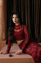 La Fuschia By Afrozeh Unstitched Embroidred Organza 3 Piece Suit  - AFRLAF - Lover - Formal Collection