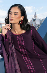 Meet Me in Istanbul By Rangrasiya Unstitched Embroidered Khaddar 3 Piece Suit - RRMIKHDW-MAUVE- Winter Collection