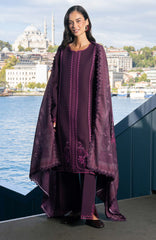 Meet Me in Istanbul By Rangrasiya Unstitched Embroidered Khaddar 3 Piece Suit - RRMIKHDW-MAUVE- Winter Collection