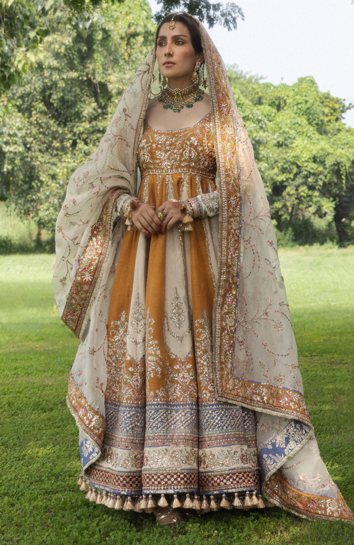The Doll House By Hussain Rehar Unstitched Korean Silk Embroidered  3 Piece Suit -HRDLHF04-Mehru-  Festive Collection