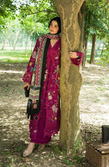Wilderness by Elaf Unstitched Embroidered Pashmina Shawl  3 Piece Suit ELFWLDW- 7B- MULBERRY- Winter Collection