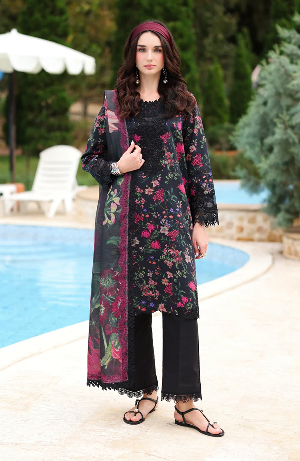 Lifestyle By Rang Rasiya Unstitched Lawn Printed 3 Piece Suit  - RRLSPL -Midnight- Summer Collection
