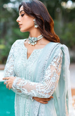 Luxè By Azure Embroidered Chiffon 3 Piece Unstitched Suit-AZRLUX23L-Mint Breeze- Summer Collection