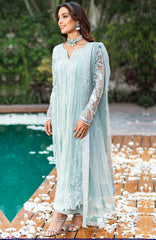 Luxè By Azure Embroidered Chiffon 3 Piece Unstitched Suit-AZRLUX23L-Mint Breeze- Summer Collection
