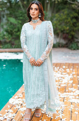 Luxè By Azure Embroidered Chiffon 3 Piece Unstitched Suit-AZRLUX23L-Mint Breeze- Summer Collection
