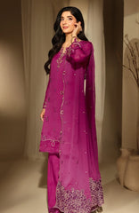 Luxè By Azure Embroidered Chiffon 3 Piece Unstitched Suit-AZRLUX25L-MULBERRY  MUSE- Summer Collection